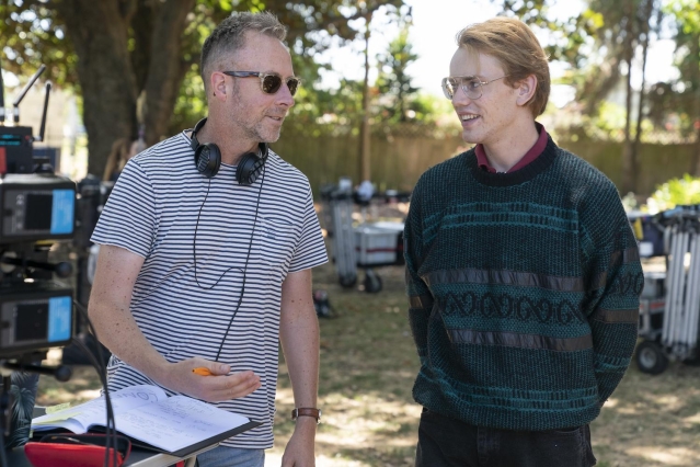 Black Hands (2020) Director David Stubbs, and actor Richard Crouchley (David Bain) on set